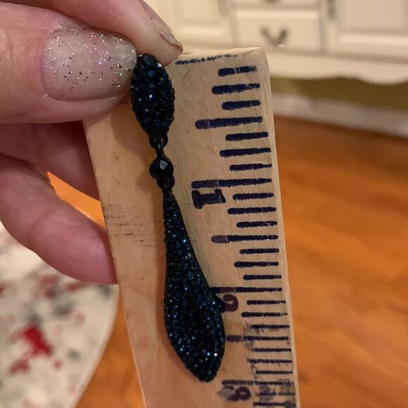 Women’s blue/black tone gemstones teardrop earrings. See all photos - Picture 7 of 8